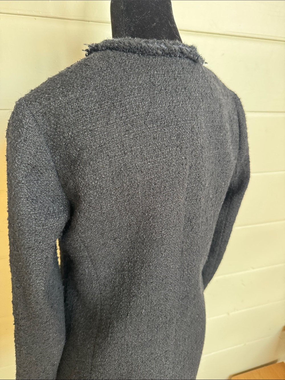 J.Crew Collection Black Bouclé Lady Coat Braided Fringe Trim Wool Blend Size 2 - Picture 4 of 15